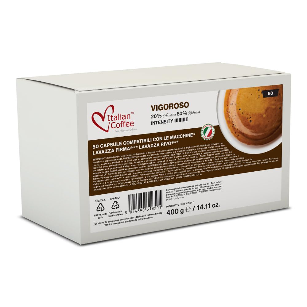 ITALIAN COFFEE FOR ESPRESSO LOVERS Italian Coffee capsules compatible with RIVO machines (Vigoroso, 50 Count (Pack of 1))