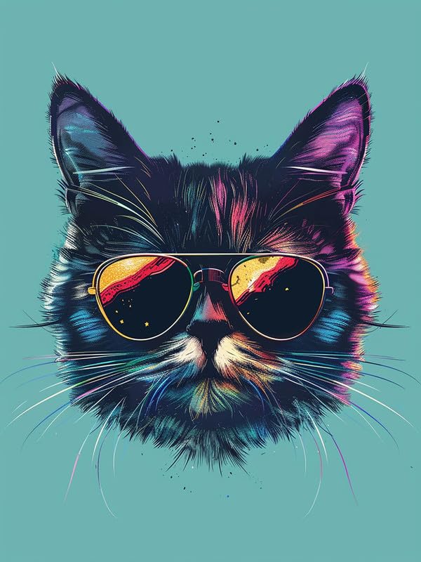 VAIIEYO Diamond Art Painting Cat, Diamond Art Kits for Adults Animal, Paint with Round Full Drill Crystal Rhinestone Diamonds Gem Art for Home Wall Decoration Gift 12X16 Inch-1236
