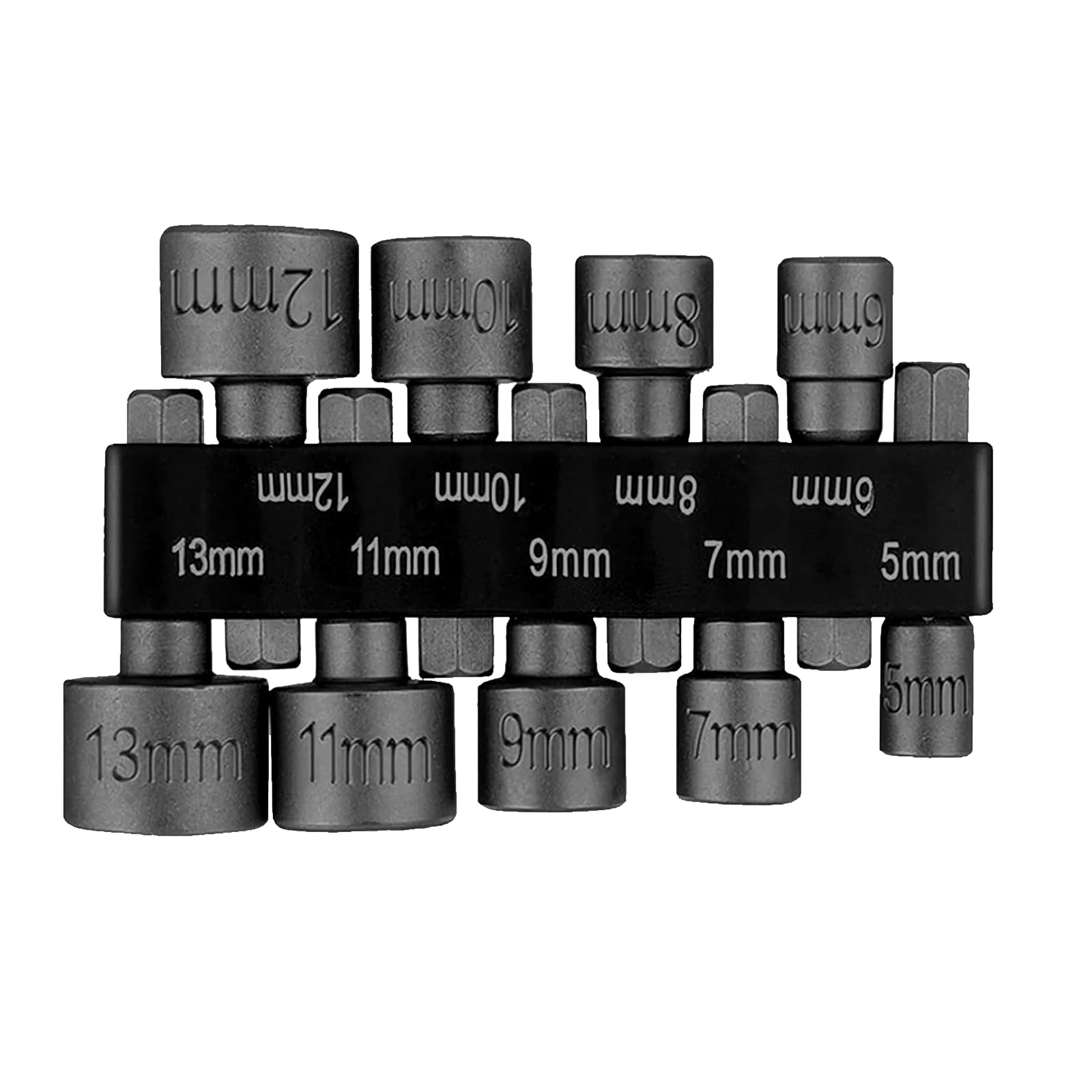 9 Pcs Hex Drill Bits Set, 5-13 mm Magnetic Nut Setters with Hex Shank, Chrome Vanadium Steel for Drill, Electric Screwdriver, Impact Driver and DIY Repairs