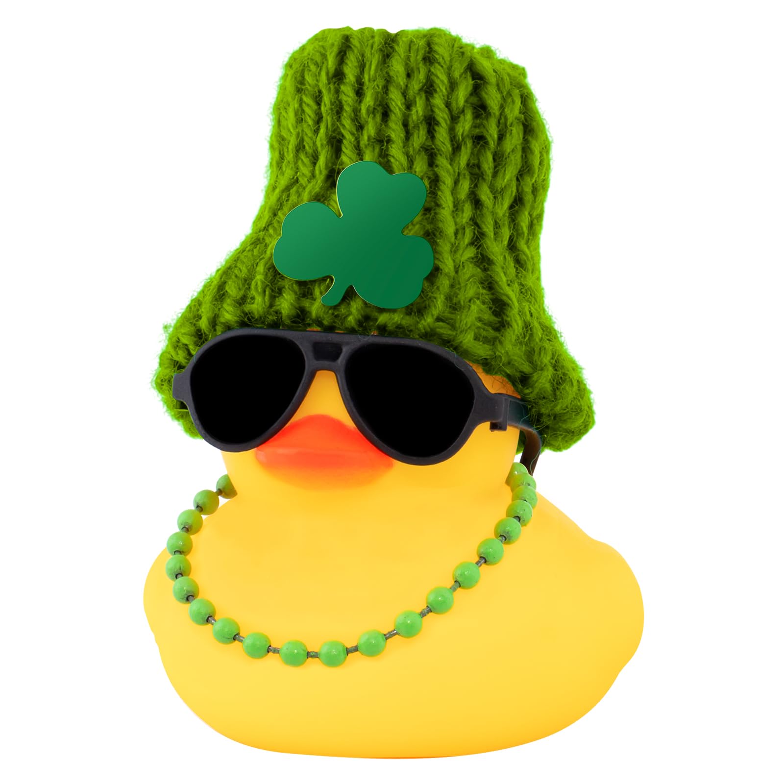 wonuu Rubber Duck st. Patrick's Day Decorations Green Rubber Ducks Lucky Ducks Favors Supplies Duck Lucky Green Shamrocks hat Car Rubber Duck Decoration, Light Green hat&Necklace Sunglasses