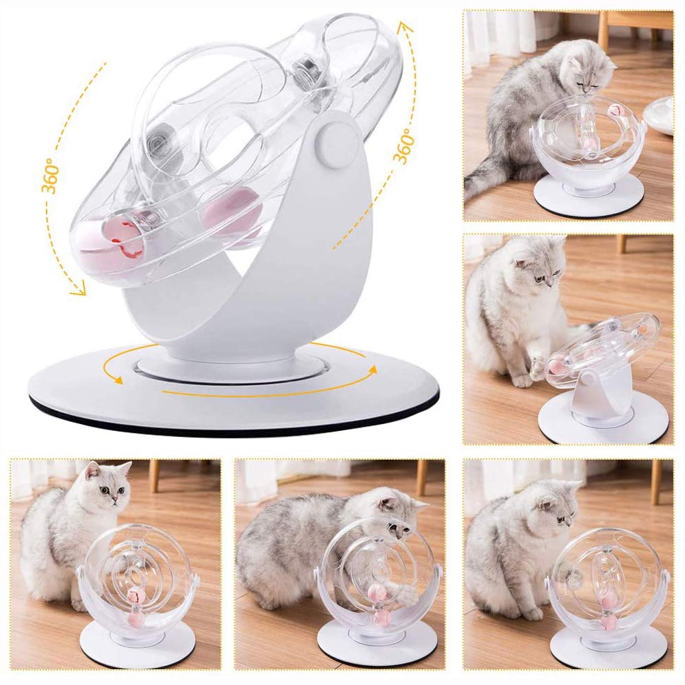 Jouets À roulettes pour Chats 360 Degrés Piste Spatiale Jouets Interactifs pour Chats avec Flashing Ball & Catnip Ball Jouet De Chasse Au Chat pour Chaton Chasse Jouant Exercice Entraînement