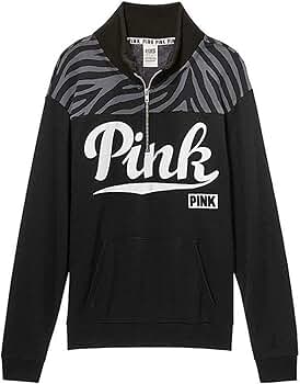 新品★VICTORIA'S SECRET PINK★ボーイフレンド パーカーXS Victoria's Secret Pink Boyfriend Half Zip Sweatshirt Black
