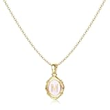 Initial Necklaces for Women - Dainty 14K Gold Plated Charm Necklaces Oval Letter White Enamel Personalized Name Necklaces for Women Trendy Necklace Jewelry