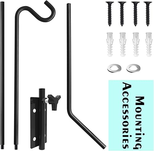 Miniatura 7 de ERYTLLY Paquete de 2 ganchos de cubierta resistentes para montar en la pared, gancho extensible y ajustable para colgar comederos de pájaros,