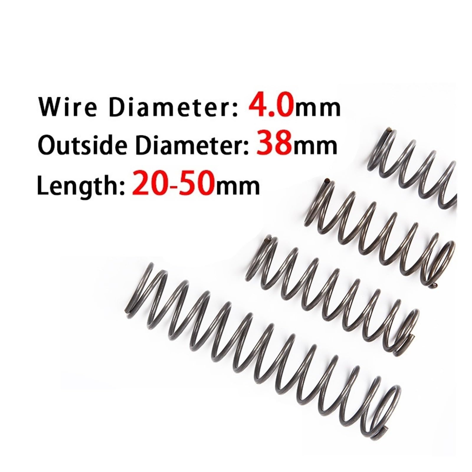 5 Szt. Wytrzymałe Sprężyny Dociskowe Powrotne 4,0 Mm Średnica Drutu 38 Zewnętrzna Długość 20 Mm-50 Krótka Cewka(50mm (5Pcs))