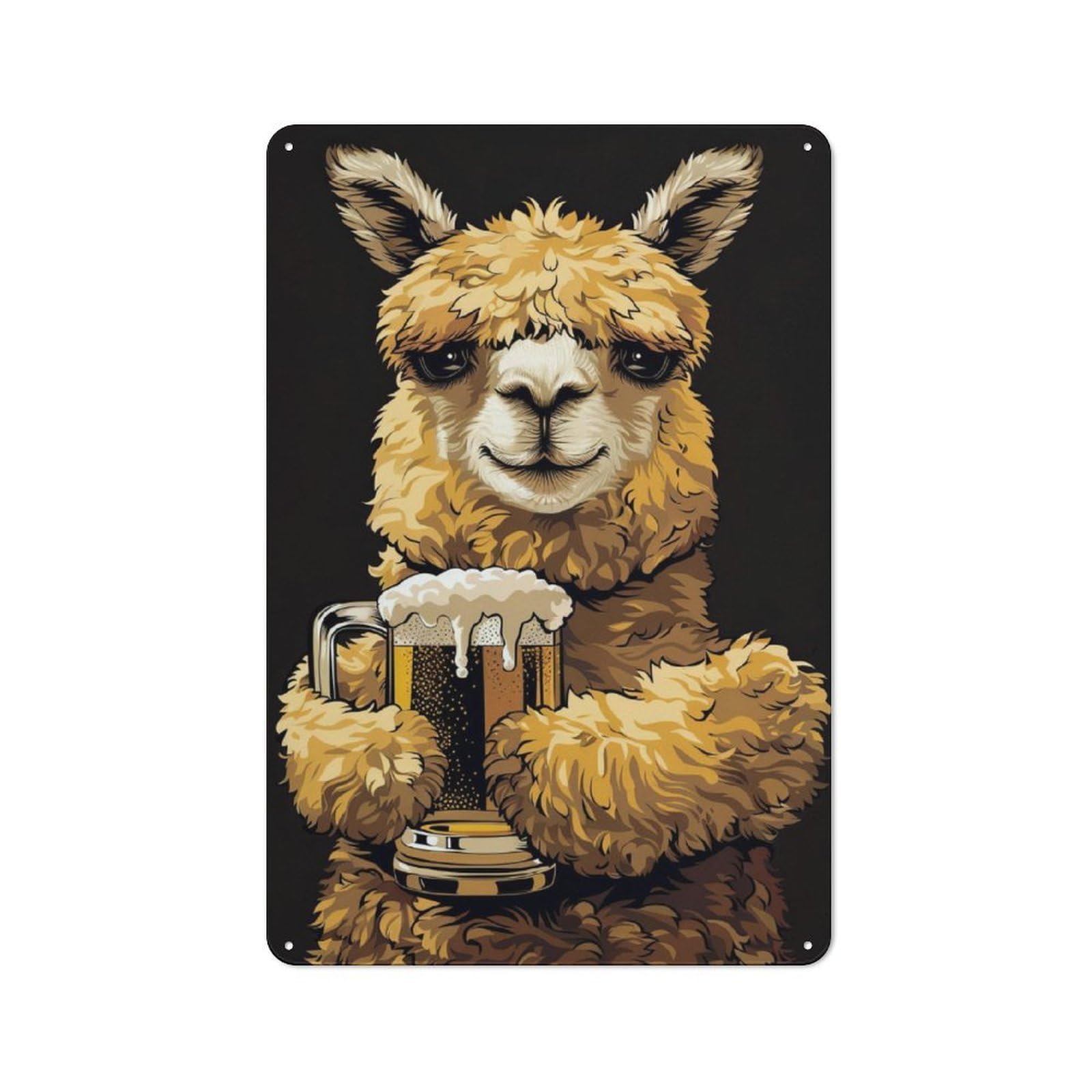 Junmoney Alpaca Beer Vintage Printed Metal Sign 30X20cm For Workshop Wall, A Decorative Gift For A Newly Furnished Workshop