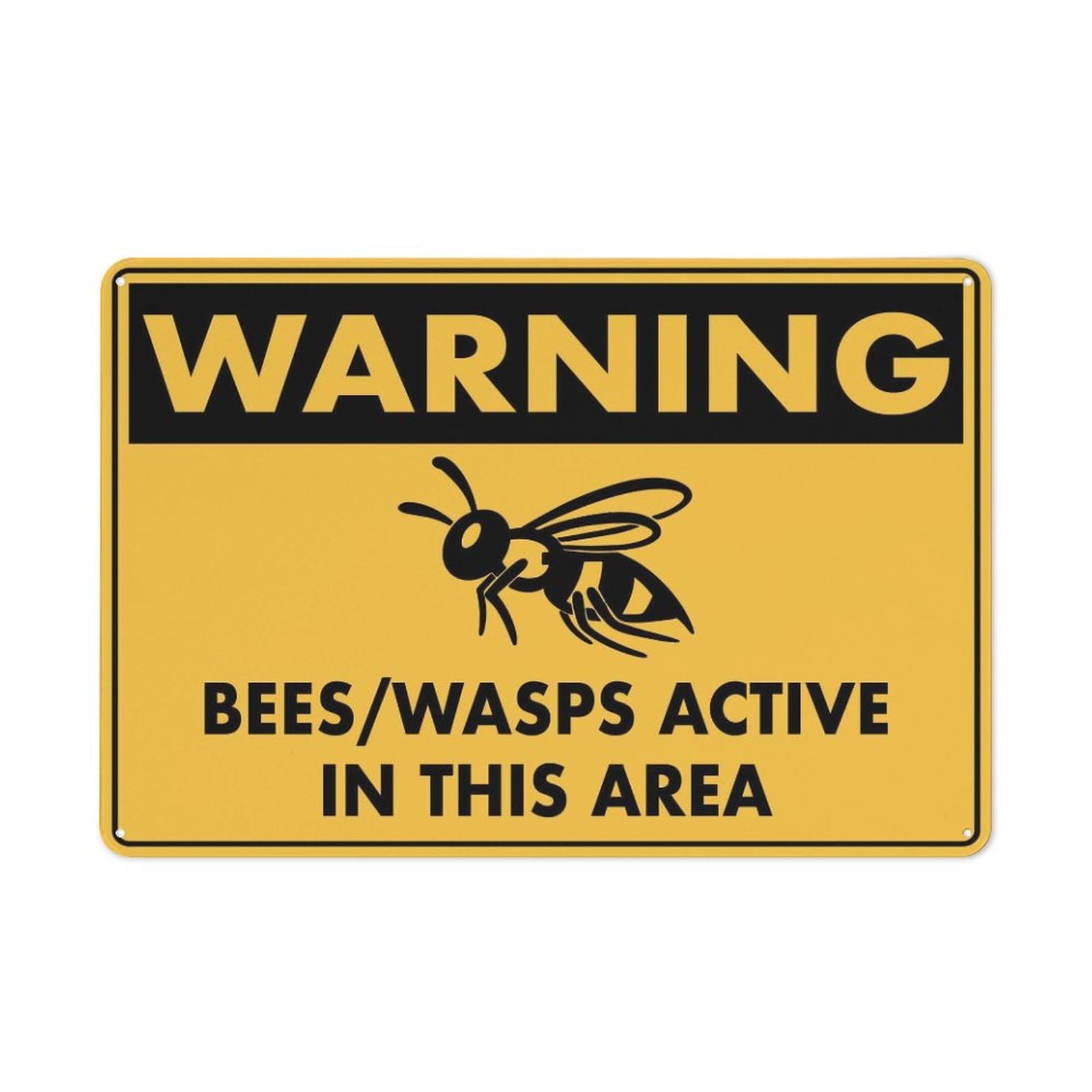 Street Sign Metal Tin Signs Warning Bees Wasps Active In This Area 8"x12" Metal Tin Sign - Wall Decor for Home Kitchen, Farm, Garden & Garage