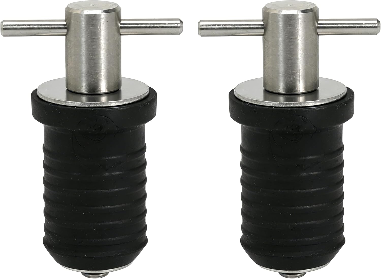2 Pcs Boat Drain Plug with T Handle - Snap Rubber Plugs with Brass/Stainless Steel Handle - Marine Twist Accessories