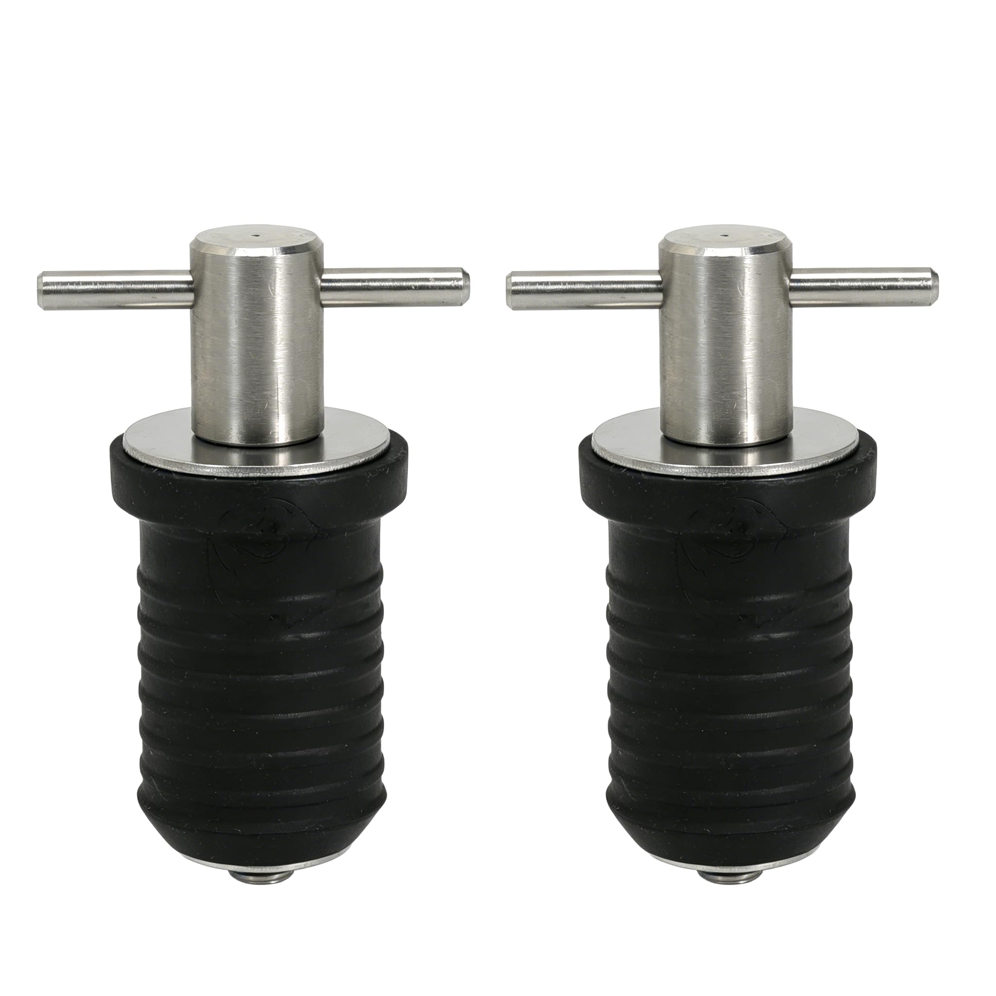 2 Pcs Boat Drain Plug with T Handle - Snap Rubber Plugs with Brass/Stainless Steel Handle - Marine Twist Accessories