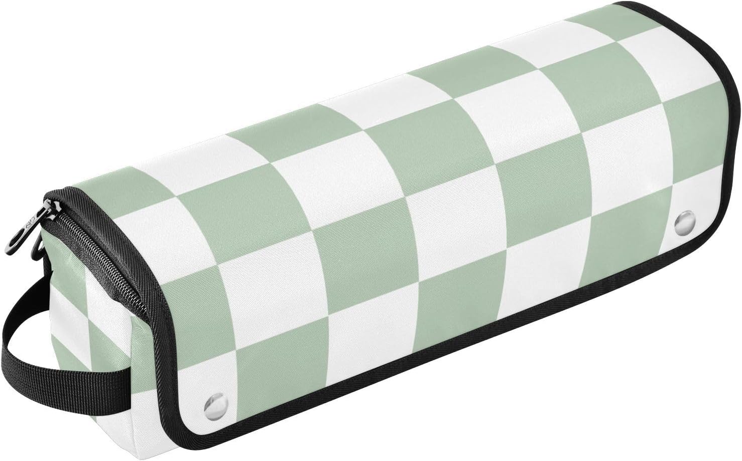 Checkered Green and White Hair Tools Travel Bag with Heat Resistant Mat Detachable 2-in-1 Curling Iron Travel Case Hot Tools Organizer for Straightener Flat Iron