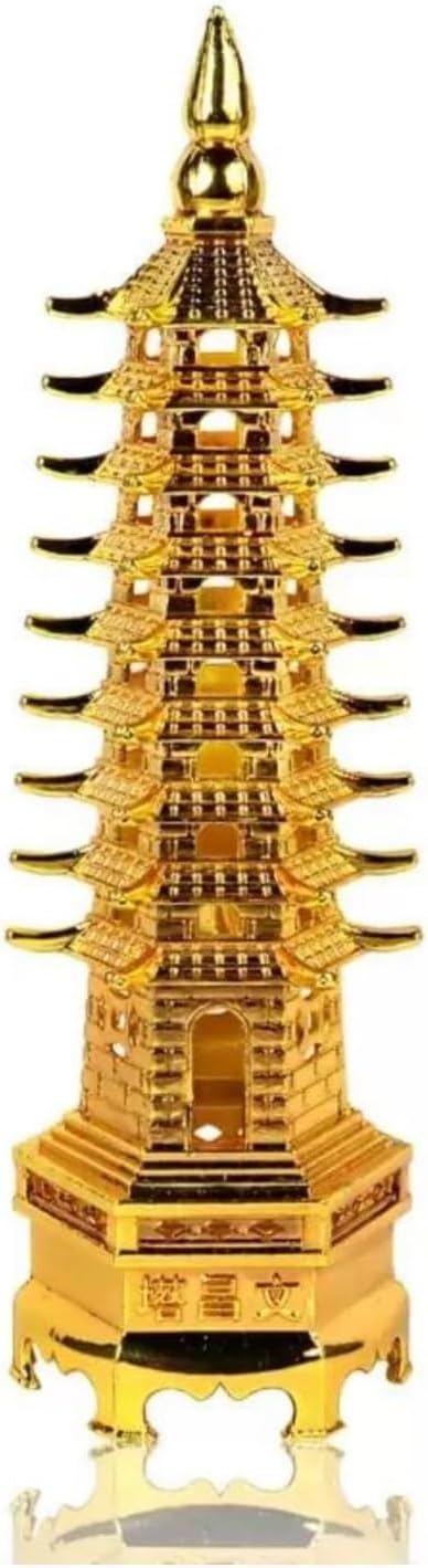 DT DECTONEBrass Alloy Education Tower 9 Layers Feng Shui Items for Good Luck for Students, Vastu Items for Health, Wealth, Good Luck and Academic Success