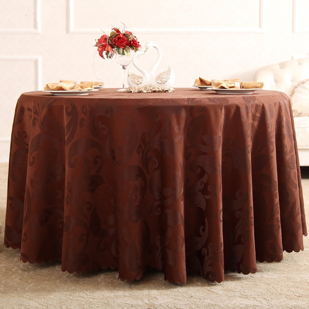 WENJUN Table Cloth 47-inch Tablecloth Restaurant Table Cover Hotel Tablecloth Cotton Thicken Restaurant Table Cloth Cloth Round (Color : BROWN, Size : 140 * 160CM)