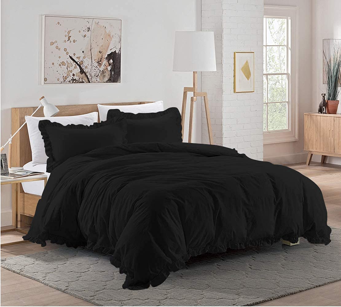 black ruffle duvet cover