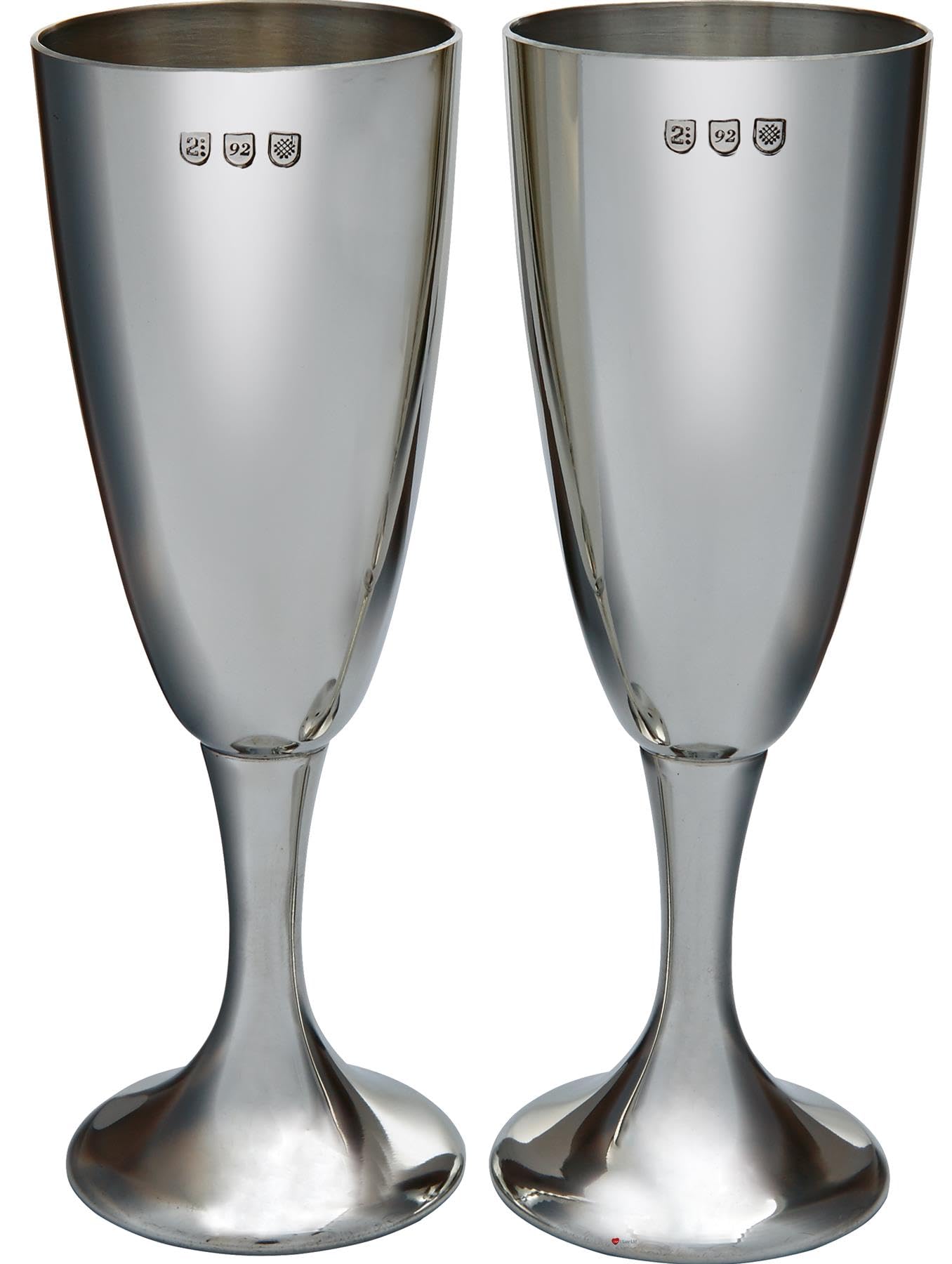 Flûtes à champagne étain satiné de mariage avec boîte de présentation soie