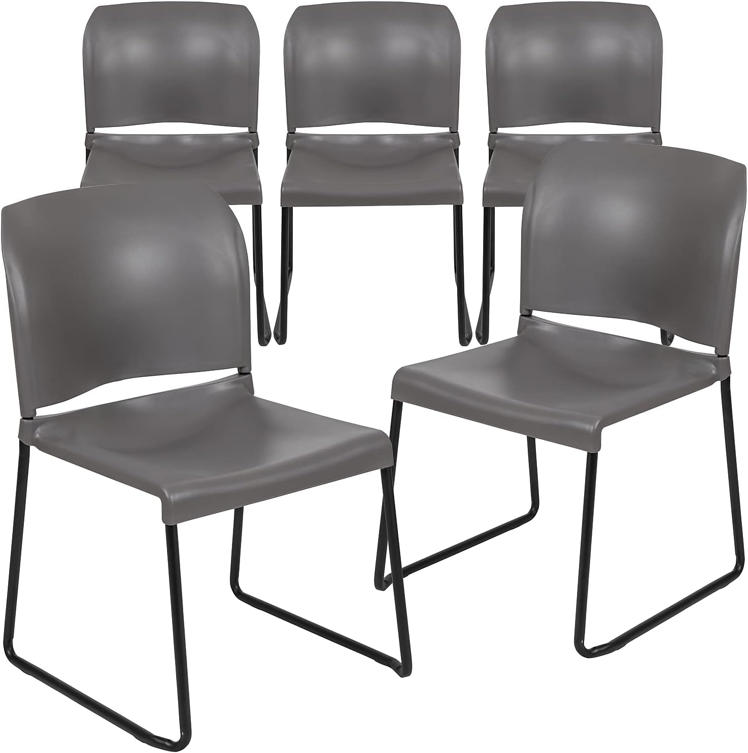 FULONG Stackable Plastic Chairs, Red School Chairs with Wide Seat, 4 Armless Chairs