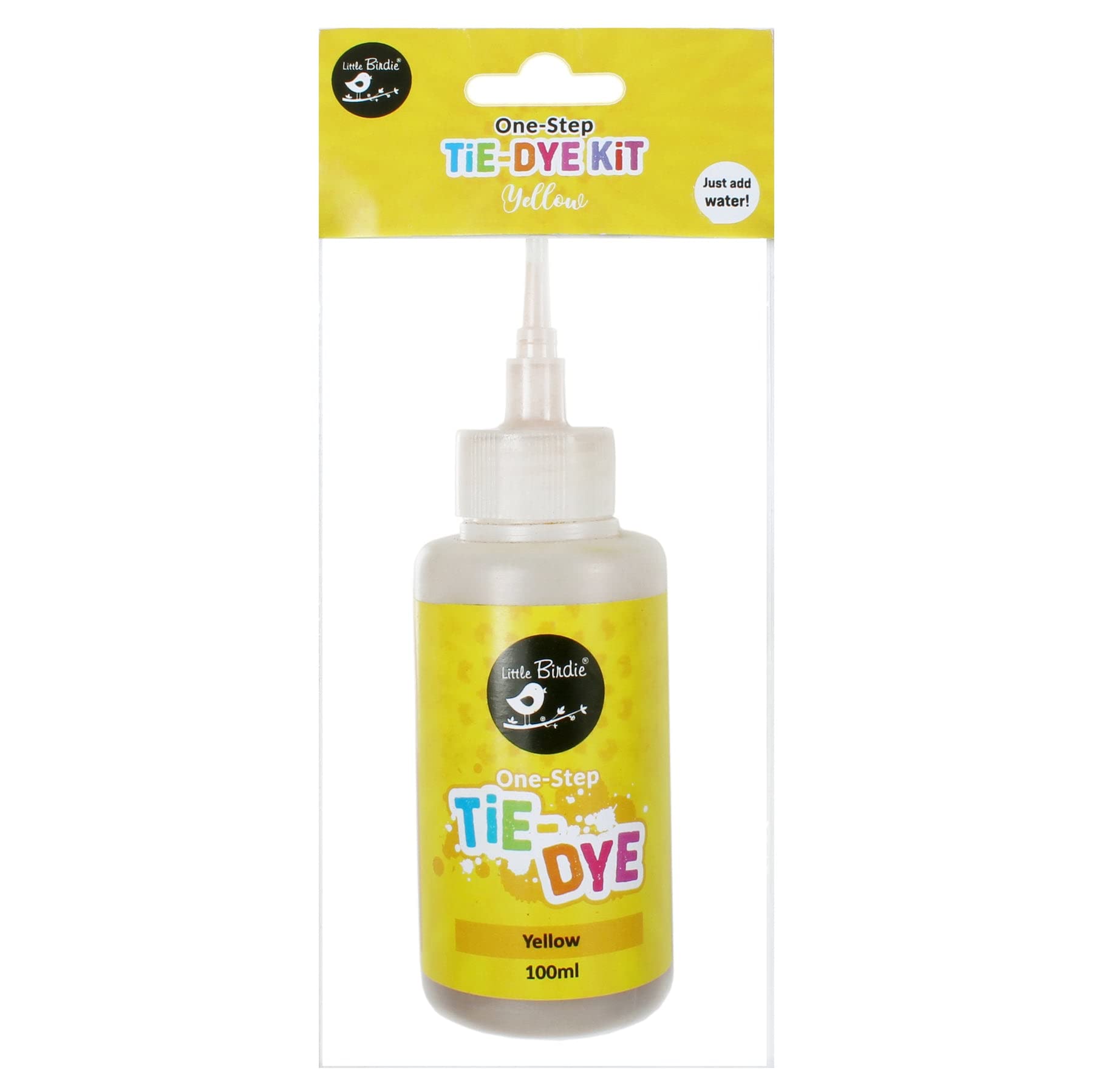 Little Birdie One Step Tie Dye Fabric Dye Kit | Fabric Dye for Clothes Permanent | Dye Colour for Clothes, Jeans,T-Shirt - Yellow Kit 1Pc
