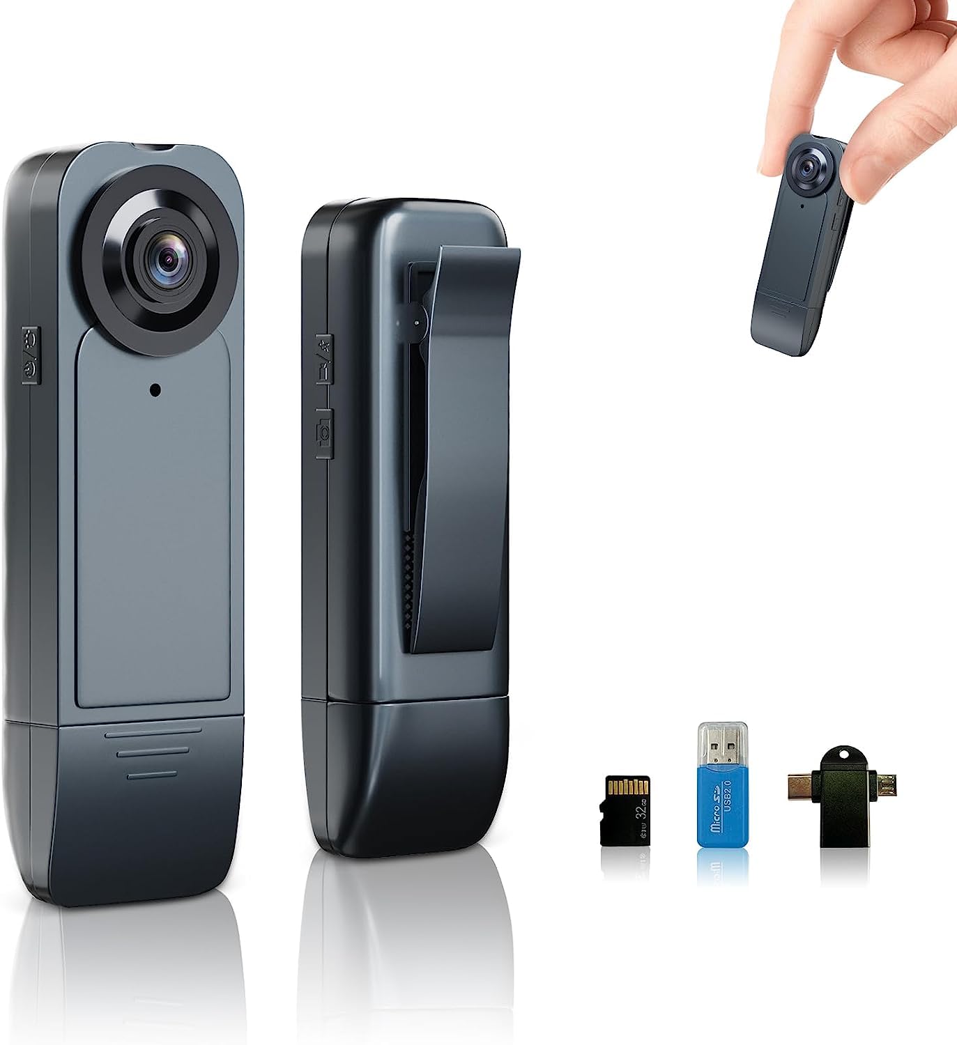 Mini Body Camera, 1080P 64G Body Worn Camera with Upgraded Clip, 1000Mah Battery, Small Personal Wearable Pocket Body Worn Cam Bike Camera for Cycling Home Office Security (64G)