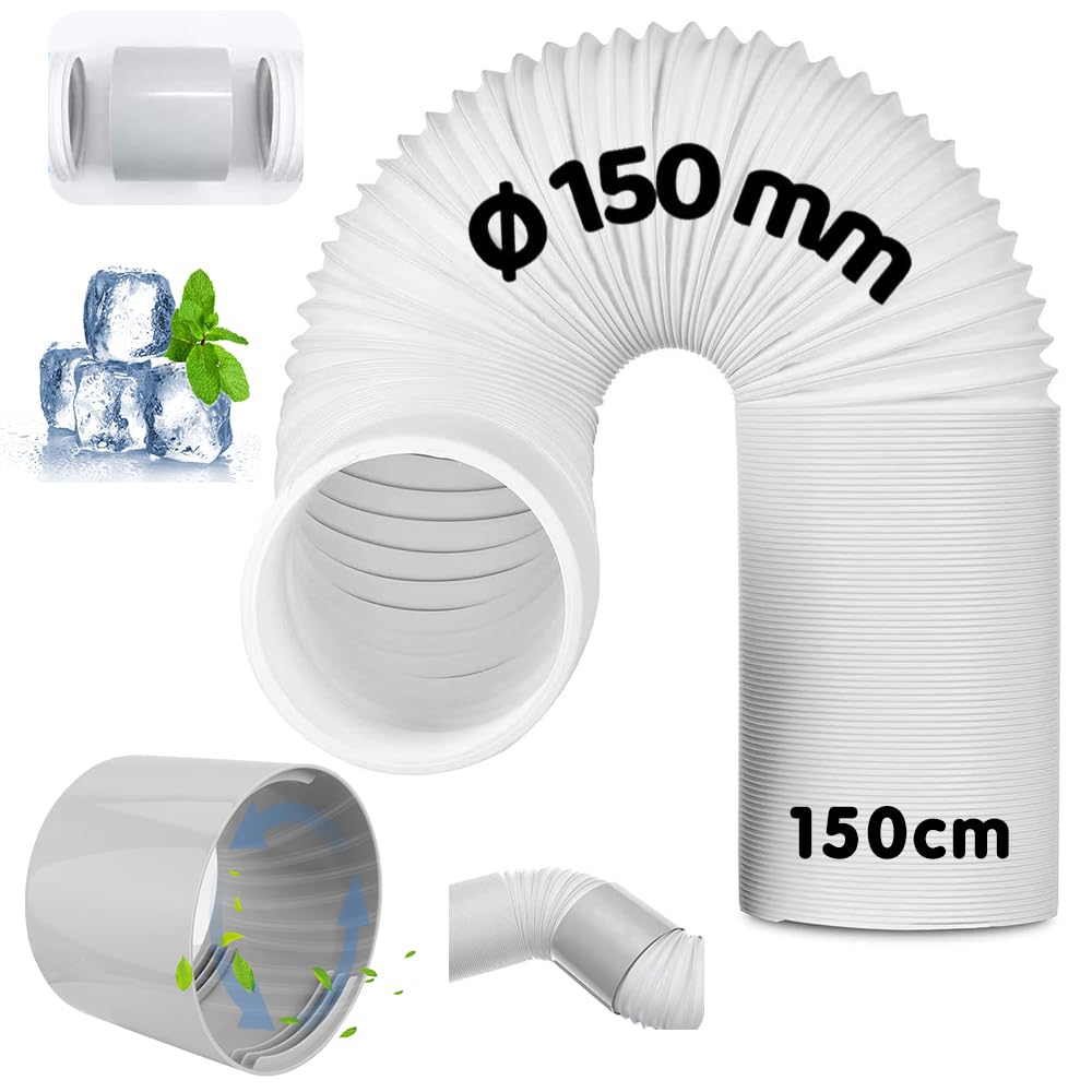 Klimaanlagen Schlauch 1,5m - 130/150mm Abluftschlauch Mit Gewinde, Für Mobile Klimageräte