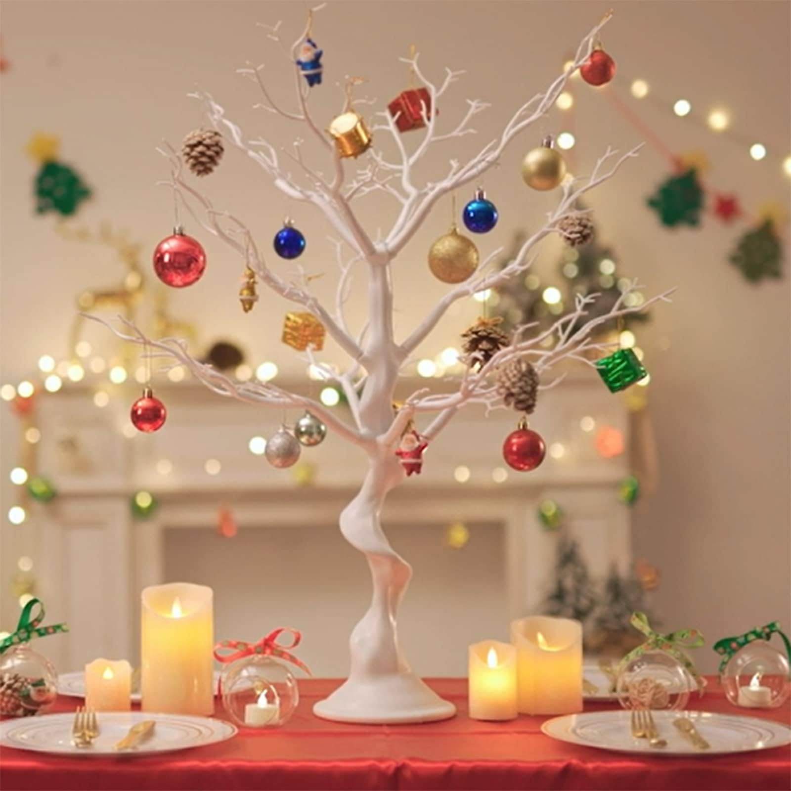 - Tree Centerpieces for Weddings 30in - Decorative Ornament Display Tree for Tables, Tree Branches for Decoration, White Artificial Manzanita Tree Centerpiece for Christmas Birthday Party Decor