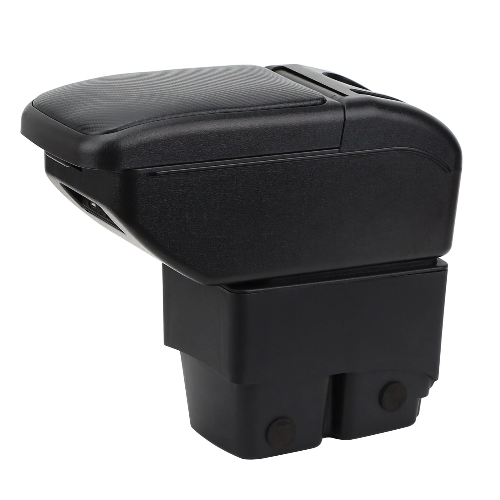 YJYWZH Accoudoir pour Ford Fiesta Mk7 2009-2017 avec 6 USB et porte-gobelet | 4 USB + 2 USB-C,Porte-gobelet,Compartiment multifonction,Double rangement,Dessus coulissant,Cuir PU,Aspect fibre de carbone