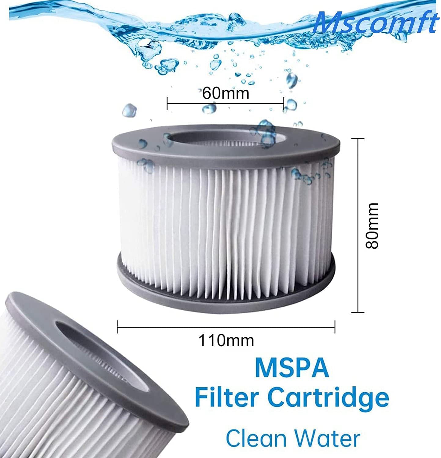 Mspa Filterkartusche für Filter,mspa Filter kompatibel mit MSpa Modelle ab 2020,Wasserfilter für heiße U-Boote und Spa,Filter für mspa für aufblasbare Pools (4 Stück)