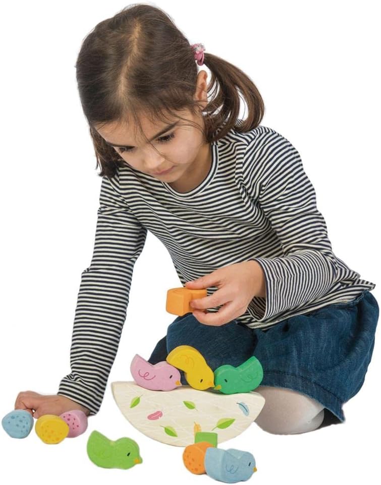 Tender Leaf Toys - Rocking Baby Birds - 12 Piece Balance Toy - STEM Toy - Early Learning to Develop Strategic Thinking and Fine Motor Skills - Wooden Toy Stacker & Balance Educational Game - Age 18m+