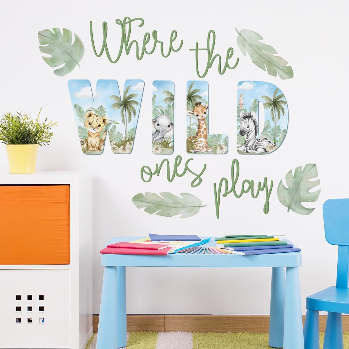Snapklik.com : 2795x2165 Inches Watercolor Wild Jungle Animal Wall ...