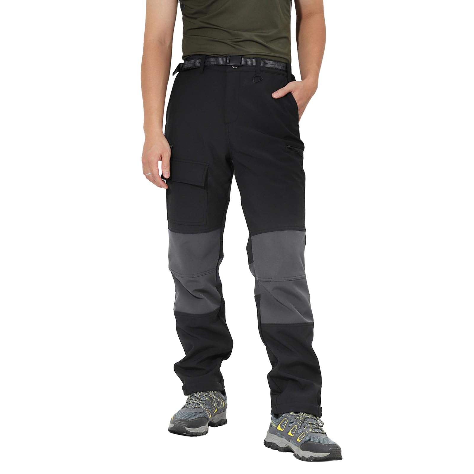 Pantaloni da Trekking da Uomo Softshell Foderati in Pile Resistenti all'Acqua Caldi in Inverno Antivento Pantaloni da Passeggio Outdoor