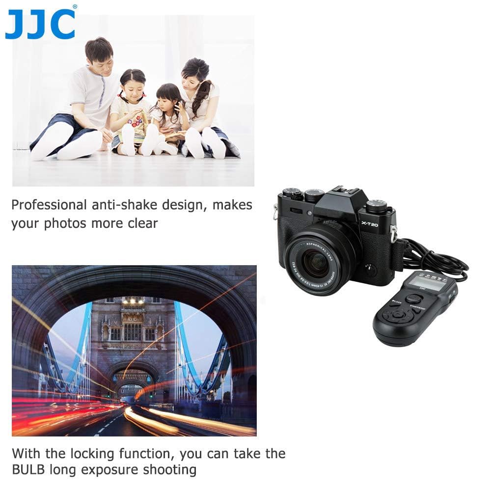 JJC Telecomando Intervallometro Scatto Remoto LCD Timer con Treppiedi del Morsetto per Fujifilm GFX100 GFX 50R X-PRO3 X-H2 X-H2S X-T5 X-T4 X-T3 X-T30 III X-T30 X100V X-A7 etc. Sostituzione Fuji RR-100