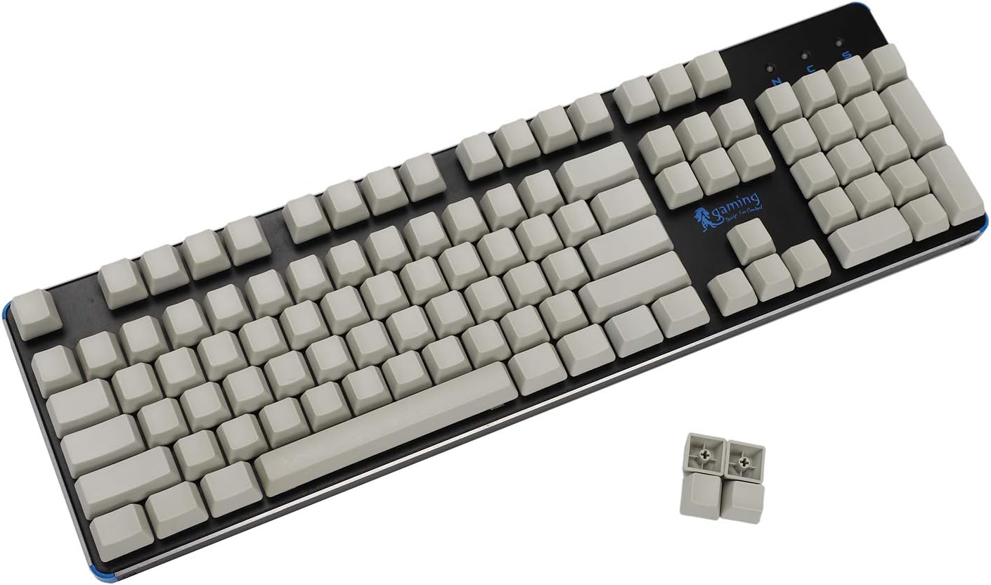 YMDK Blank Thick PBT OEM Profile 108 ANSI Keycaps for MX Switches Mechanical Keyboard (Only Keycap) (Light Gray)