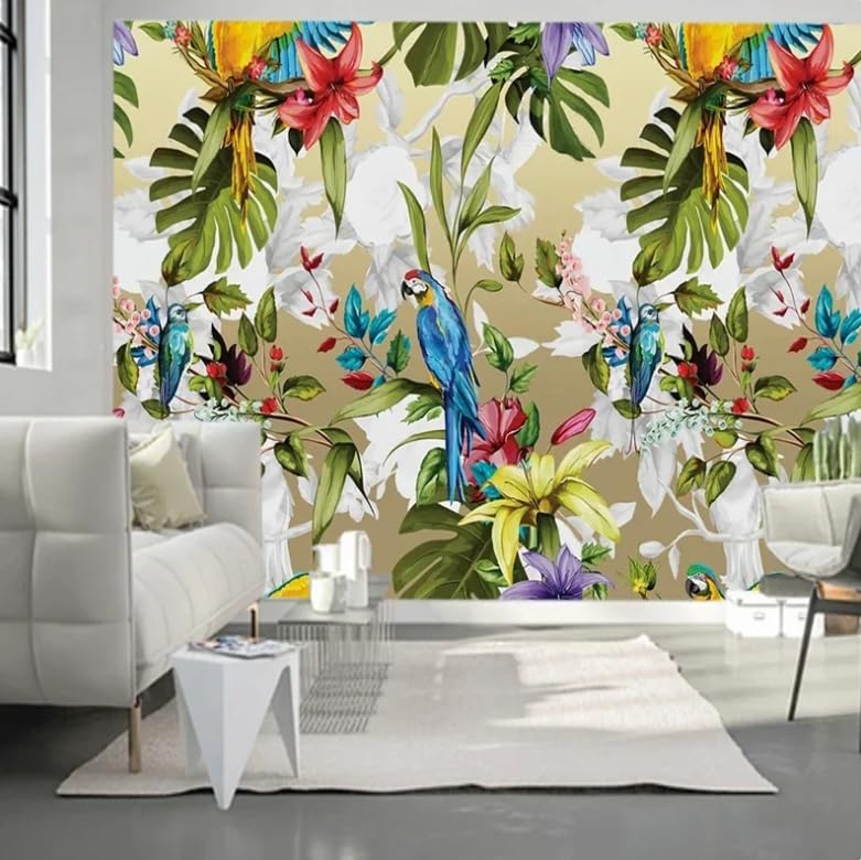 Papier peint feuilles de bananier pour agrandir un salon