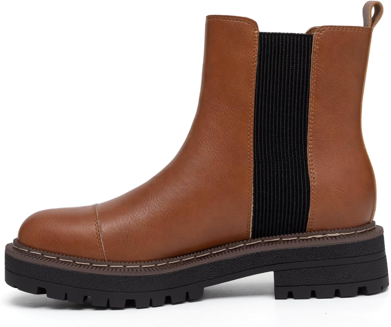 Athlefit Women's Chelsea Boots Platform Chunky Heel Slip On Elastic Lug Sole Ankle Booties - Image 3