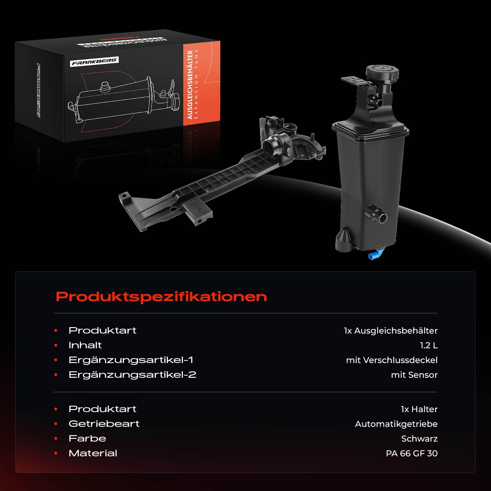 Frankberg 2x Staffa+Serbatoio di Espansione Refrigerante Intestazione Serbatoio Raffreddamento Cambio automatico per Serie 3 E46 320i 323i 325i 328i 330i Z4 E85 Benzina 1998-2006 17111436251