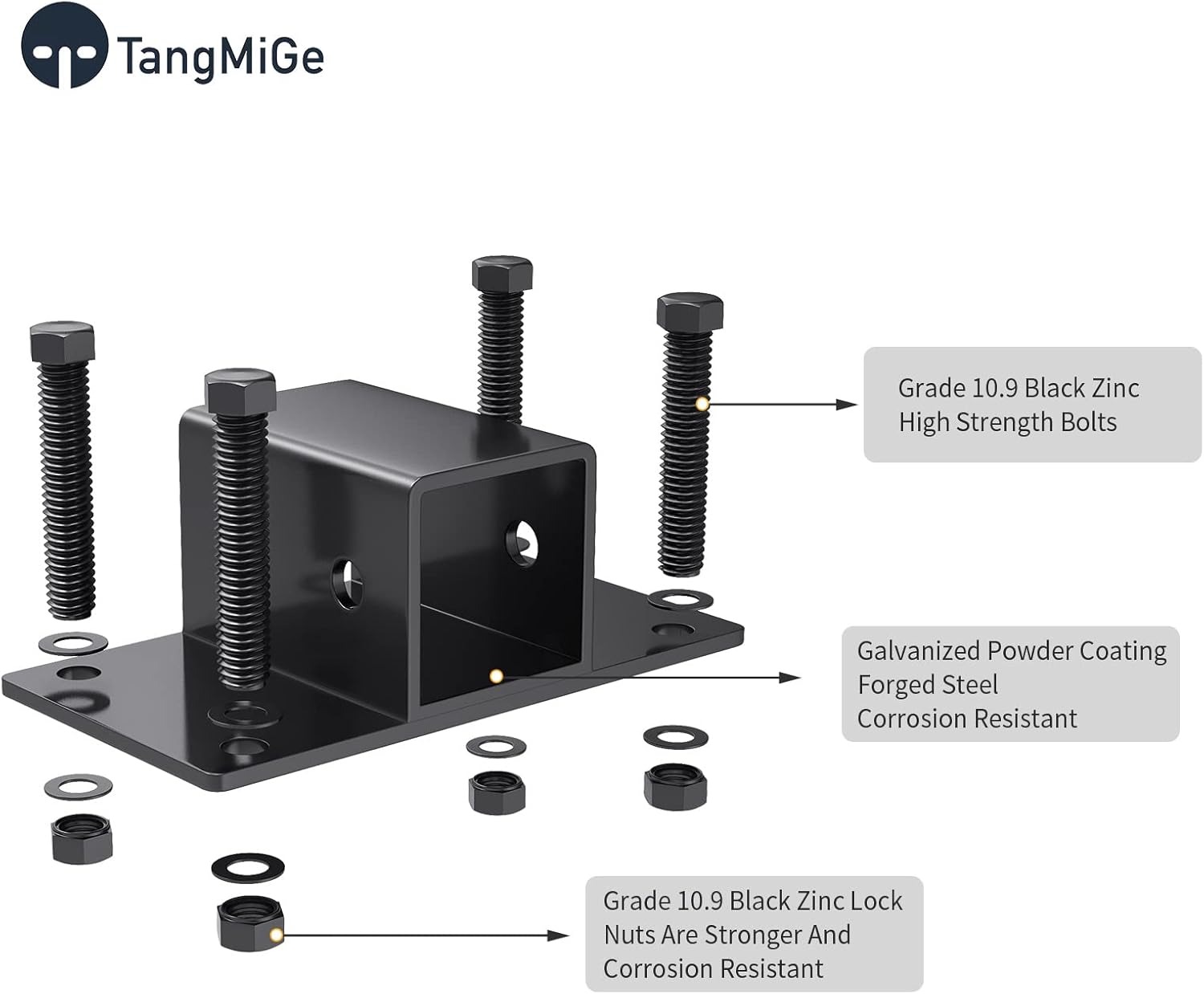 TangMiGe Bolt on Tractor Bucket 2 inch Receiver, 2" Towing Hitch Receiver, 5/8” Hitch Pin Hole Class 3 Trailer Hitch, 12000lbs, Work Well for Tractor Bucket, RV, UTV, Truck