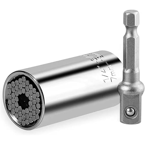 Mokoze Universal Socket Tool, Tools for Men with Power Drill Adapter 1/4"-3/4" (7mm-19mm) Socket Set-2Pc Set for Daily Maintenance, Home Renovations Remodels