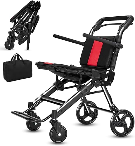 Sillas de ruedas para adultos, silla de ruedas de transporte, sillas plegables ligeras con frenos de mano, sillas de ruedas portátiles de viaje para