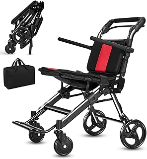 Wheelchairs for Adults,Transport Wheelchair Lightweight Foldable Chairs with Handbrakes,Portable Wheelchair Travel Wheel Chairs for Seniors,Walkers for Seniors Support 300lbs(Black)