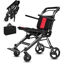 Wheelchairs for Adults,Transport Wheelchair Lightweight Foldable Chairs with Handbrakes,Portable Wheelchair Travel Wheel Chairs for Seniors,Up to 300lbs,Black