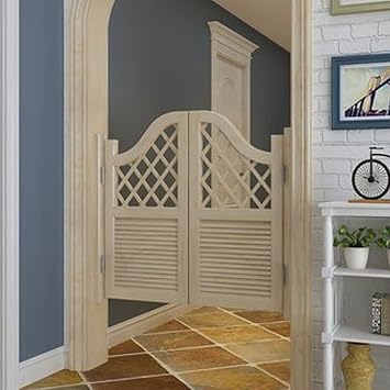 Retro Swinging Doors Cafe Doors,Interior Premade Louvered Solid Wood Saloon Swing Door,Bar Kitchen Hallway Entrance Partition Door,Outdoor Fence Gate,2 Panel,Customizable W 36 x 39in,No Paint