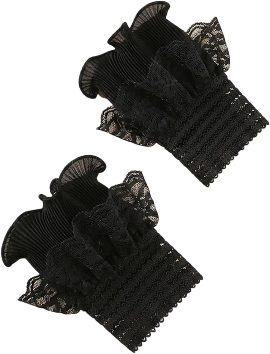 Stylish Lace Embroidered False Sleeve Comfortable Hand Cuffs for Offices Wear and Casual Outfits Elastic Wristbands Elastic Lace Cuffs