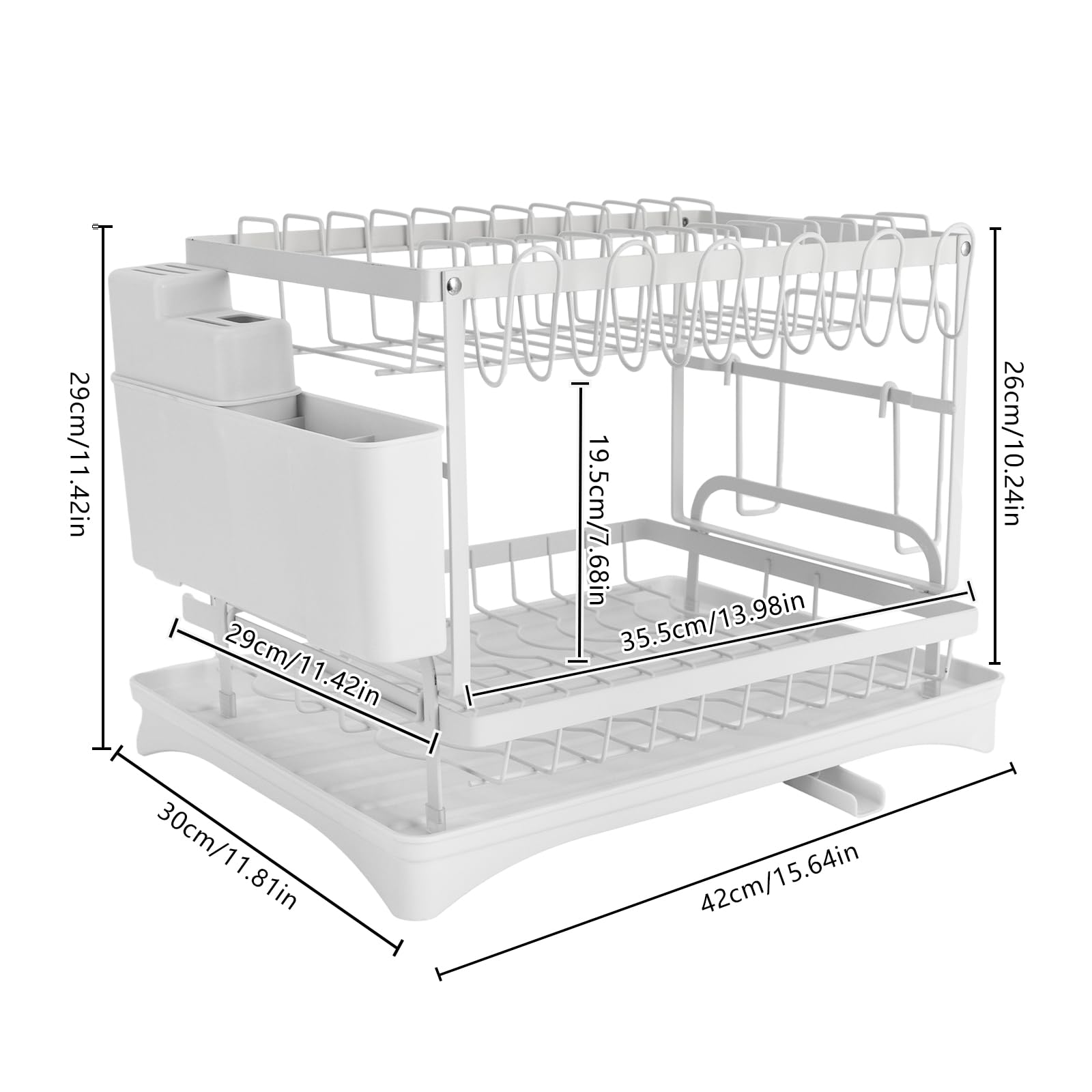 Égouttoir Vaisselle 2 Niveaux Drainage 360 Bac Égouttage 20kg