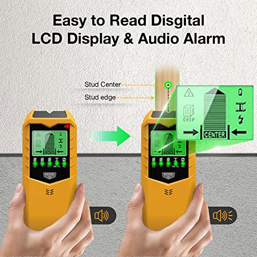 Stud Finder Wall Scanner - 5 In 1 Electric Multi-Function Stud Detector Smart Stud Sensor With Lcd Display & Audio Alarm Edge Center Finder For Wood Ac Wire Pipe Metal Studs #TOP1