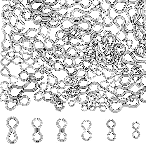 SUPERFINDINGS 300Pcs 6 Style 304 Stainless Steel Fishing Sinker Eyes 1.6~2.5mm DIY Fishing Lures Eyelet Silver 8 Shaped Loops Swivels Clip for Weights Molds Tackle Accessories