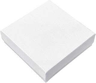 TheDisplayGuys - 100-Pack #33 Cardboard Linen Paper Jewelry Boxes Gift Cases w. Cotton Padding - White (3.5" x 3.5" x 1.0")