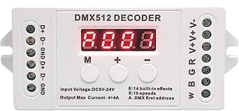 GIDEALED 4 Channel DMX Decoder with RDM Digital Display,DMX512 Dimmer Driver PWM RGBW LED Controller for RGBW LED Strip Light LED Module Light Input 9V-24VDC