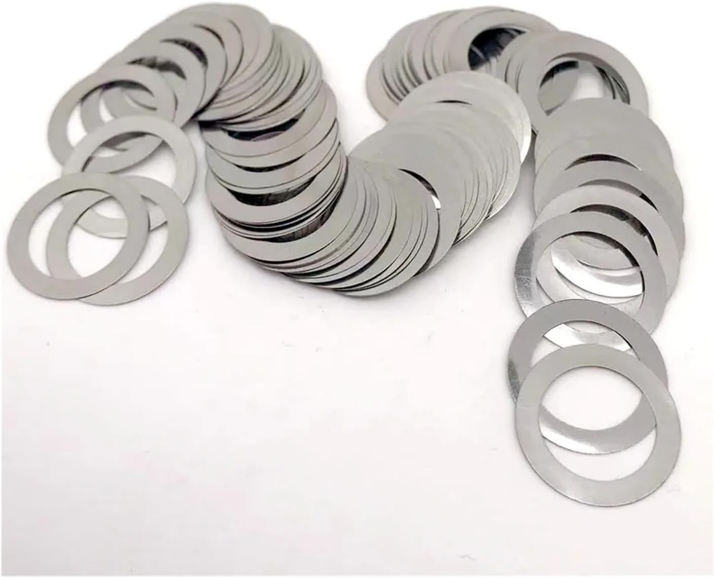 M2 M3 M4 M5 M6 304 Stainless Steel Ultra Thin Flat Washer Shim 0.1/0.2/0.3/0.5/1mm(50pcs M5x7,0.2mm thick)