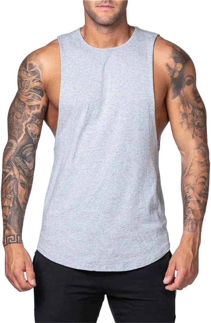 Men Tank Tops Cotton Basic Loose Sleeveless Workout Casual Summer Vest