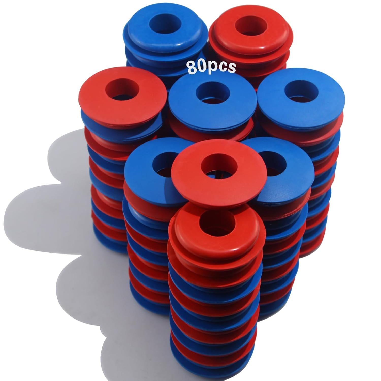 iBroPrat Glad Hand Seals Thick, 80pcs Gladhand Washers Rubber Seals Gasket Elastic Grommets for Semi Trucks Trailers Brake Air Hose Parts Number 10028 40Pcs Red and 40Pcs Blue