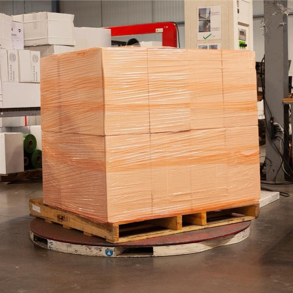 Orange Stretch Wrap, 15 Inch x 1476 Feet, 4 Pack, Tinted Pre-Stretched Shrink Wrap Film for Moving, Packaging, Pallet Wrapping
