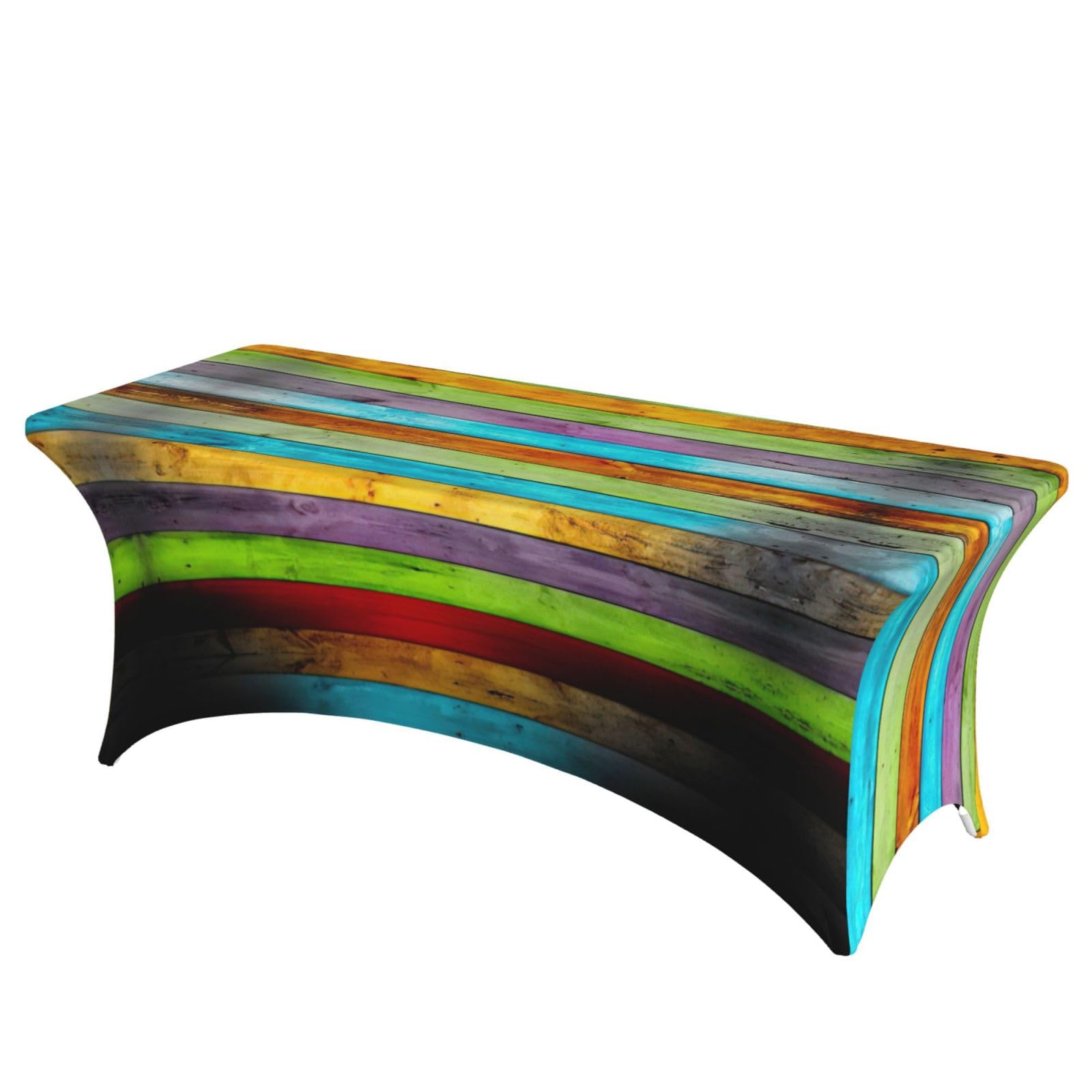 Nappe extensible élasthanne antitache effet bois pour habiller une table usée